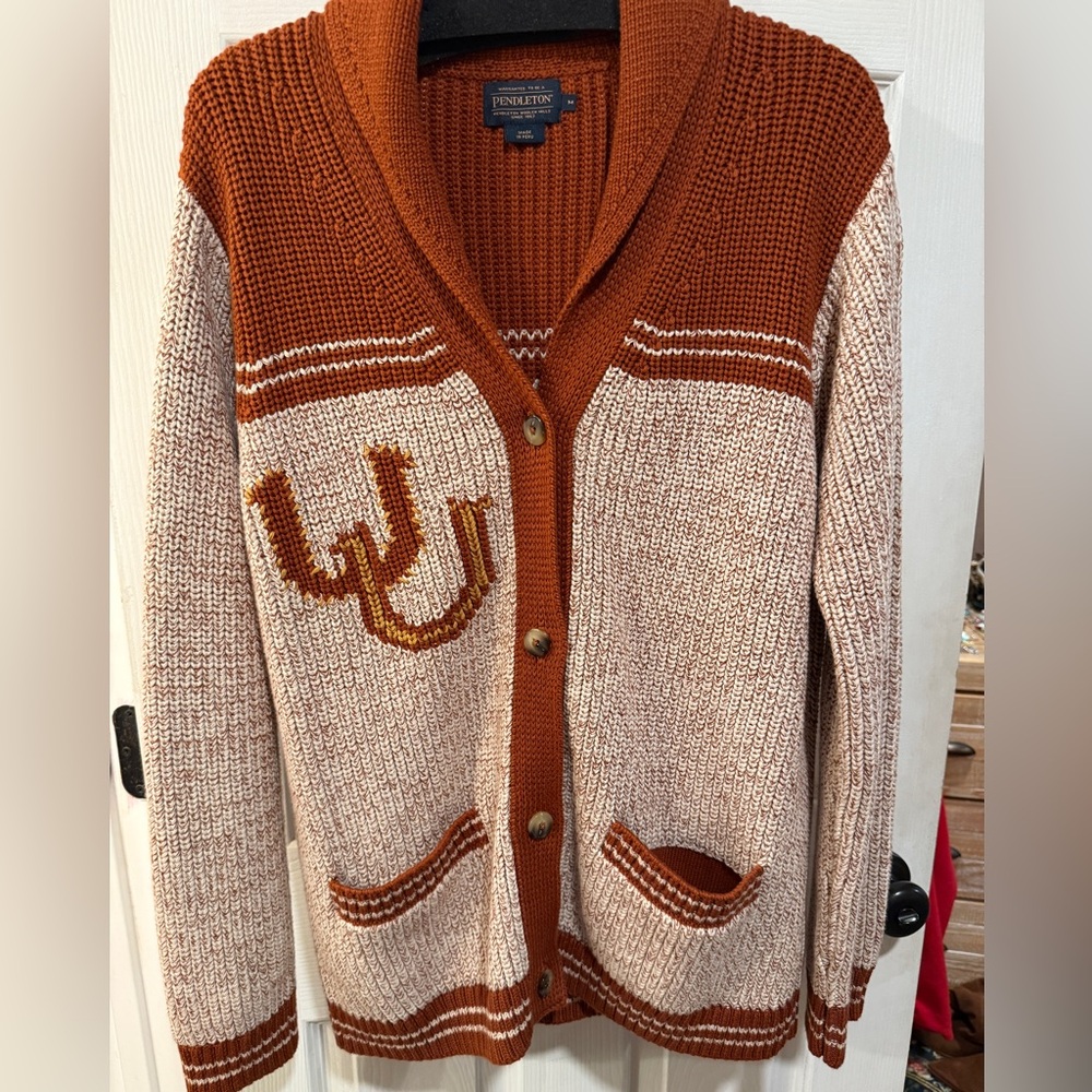 Pendleton Tan and Brown Cardigan Sweater